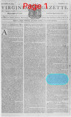 Page thumbnail for The Virginia Gazette
