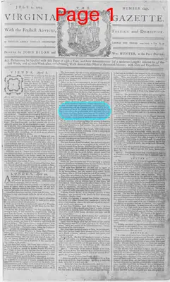Page thumbnail for The Virginia Gazette