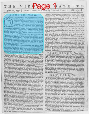 Page thumbnail for The Virginia Gazette