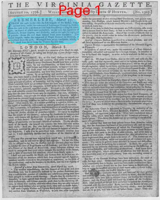 Page thumbnail for The Virginia Gazette