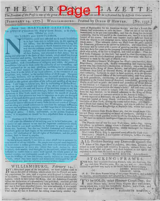 Page thumbnail for The Virginia Gazette