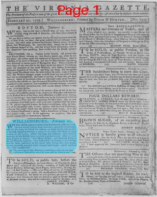 Page thumbnail for The Virginia Gazette