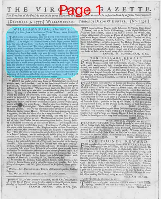 Page thumbnail for The Virginia Gazette