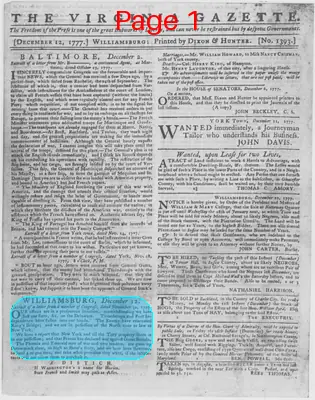 Page thumbnail for The Virginia Gazette