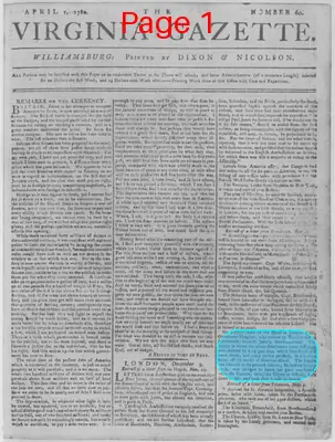 Page thumbnail for The Virginia Gazette