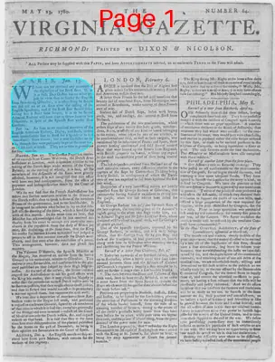 Page thumbnail for The Virginia Gazette