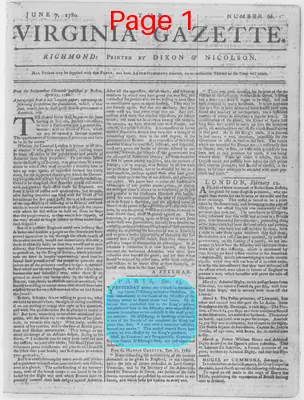 Page thumbnail for The Virginia Gazette