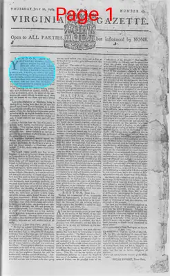 Page thumbnail for The Virginia Gazette