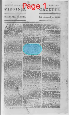 Page thumbnail for The Virginia Gazette