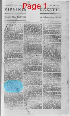 Page thumbnail for The Virginia Gazette