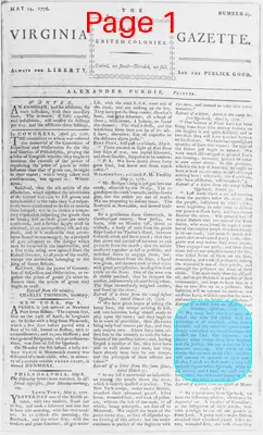 Page thumbnail for The Virginia Gazette