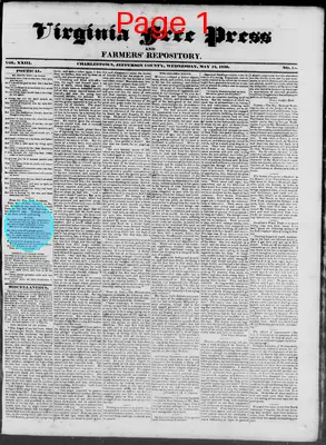 Page thumbnail for Virginia Free Press & Farmers' Repository