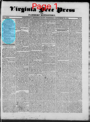 Page thumbnail for Virginia Free Press & Farmers' Repository