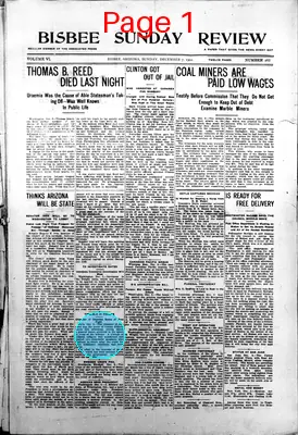 Page thumbnail for Bisbee Daily Review