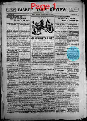 Page thumbnail for Bisbee Daily Review