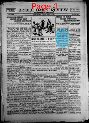 Page thumbnail for Bisbee Daily Review