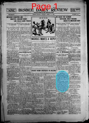 Page thumbnail for Bisbee Daily Review