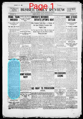 Page thumbnail for Bisbee Daily Review