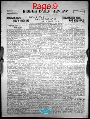 Page thumbnail for Bisbee Daily Review