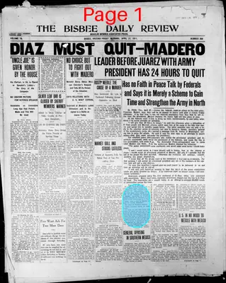 Page thumbnail for Bisbee Daily Review