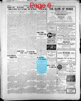 Page thumbnail for Bisbee Daily Review