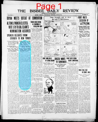 Page thumbnail for Bisbee Daily Review