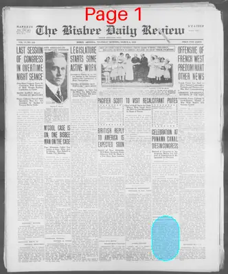 Page thumbnail for Bisbee Daily Review