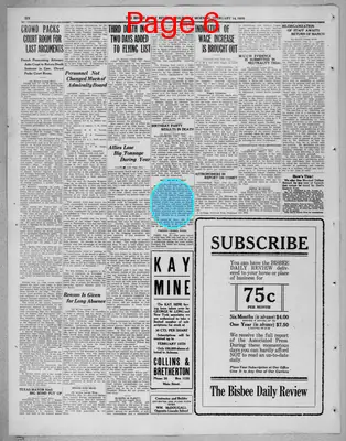 Page thumbnail for Bisbee Daily Review