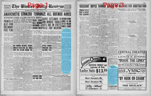 Page thumbnail for Bisbee Daily Review