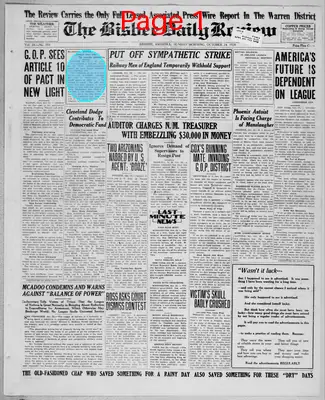 Page thumbnail for Bisbee Daily Review
