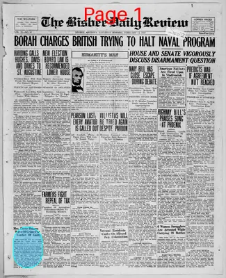 Page thumbnail for Bisbee Daily Review
