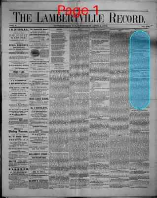 Page thumbnail for The Lambertville Record