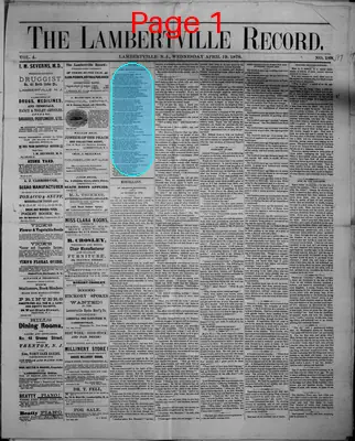 Page thumbnail for The Lambertville Record