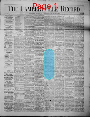 Page thumbnail for The Lambertville Record