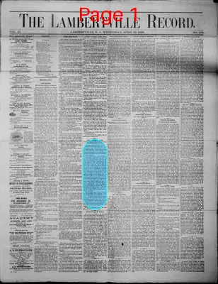 Page thumbnail for The Lambertville Record