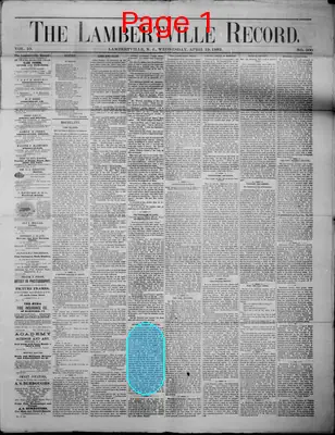 Page thumbnail for The Lambertville Record