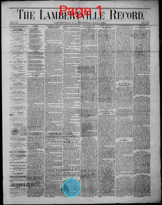 Page thumbnail for The Lambertville Record