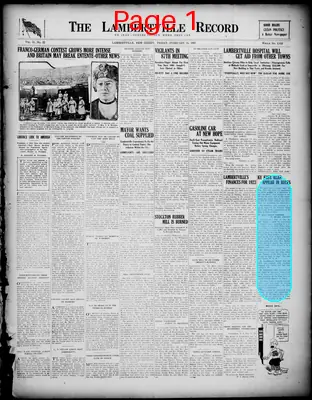 Page thumbnail for The Lambertville Record