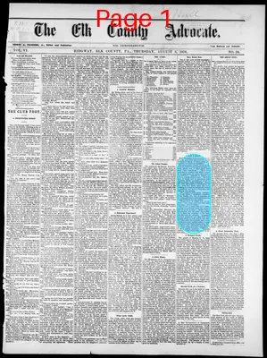 Page thumbnail for The Elk County Advocate