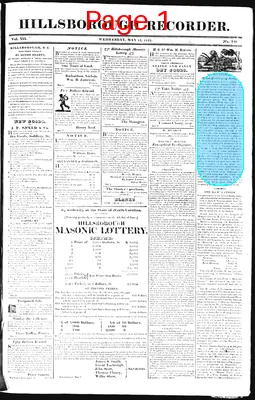 Page thumbnail for The Hillsborough Recorder