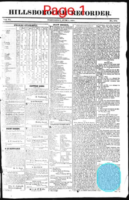 Page thumbnail for The Hillsborough Recorder