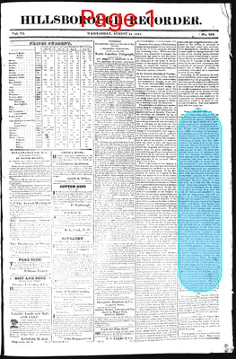 Page thumbnail for The Hillsborough Recorder