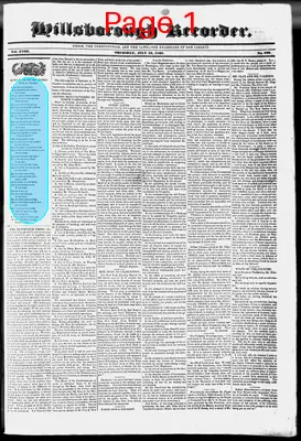 Page thumbnail for The Hillsborough Recorder