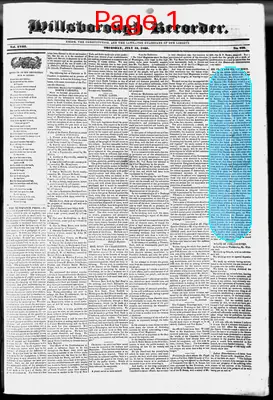 Page thumbnail for The Hillsborough Recorder