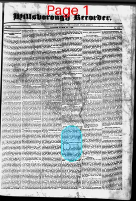 Page thumbnail for The Hillsborough Recorder