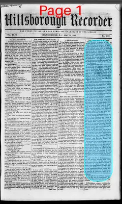 Page thumbnail for The Hillsborough Recorder