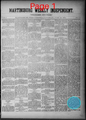 Page thumbnail for Martinsburg Weekly Independent