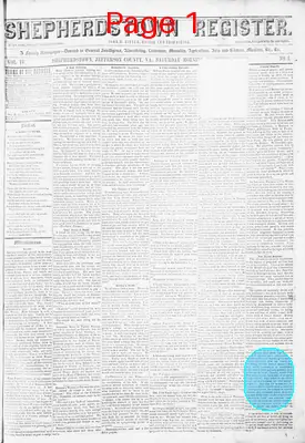 Page thumbnail for Shepherdstown Register
