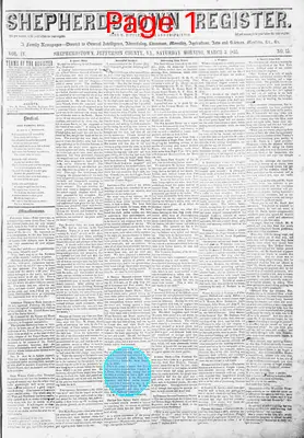 Page thumbnail for Shepherdstown Register