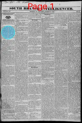 Page thumbnail for South Branch Intelligencer